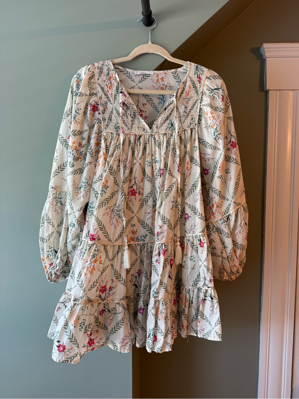 TALULAH Cream Floral Tiered Tunic Blouse - Picture 3 of 6
